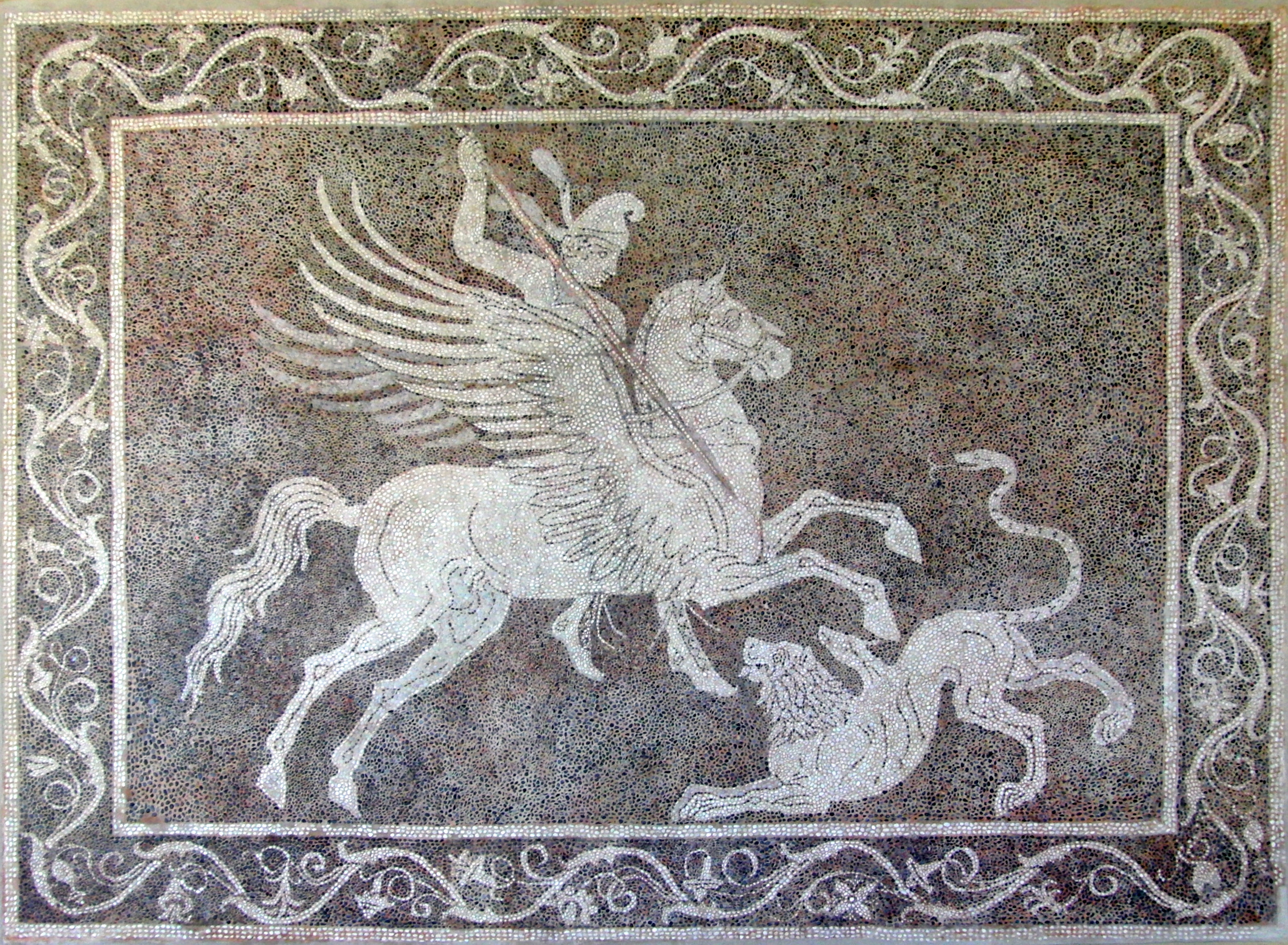 Mosaic of Bellerophon slaying the chimera